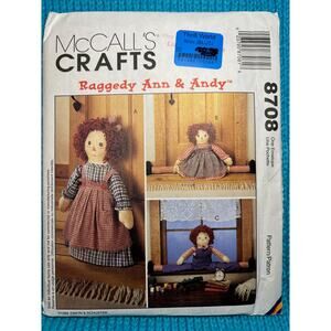 McCalls 8708 raggedy ann  Raggedy andy draft blocker sewing pattern